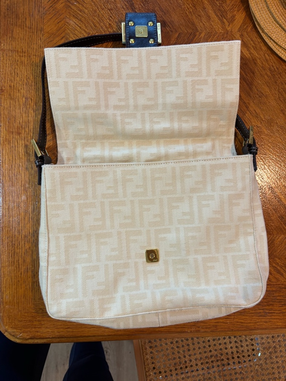 Fendi Cream Canvas Zucca Mamma Baguette Shoulder Bag - Picture 5 of 9
